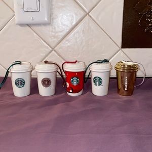 5 Starbucks 2011 Coffee Cups Ornament Bundle